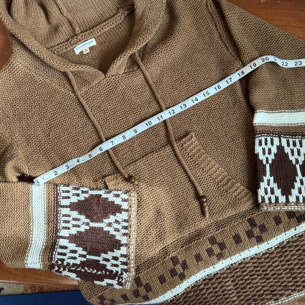 Earthbound Baja Style Hoodie Sweater Brown Knit Boho Size S - Picture 10 of 11
